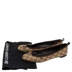 Pre Owned Gucci Beige GG Canvas Ali Ballet Flats Size 38.5
