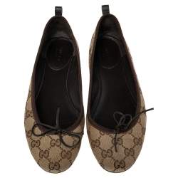 Pre Owned Gucci Beige GG Canvas Ali Ballet Flats Size 38.5