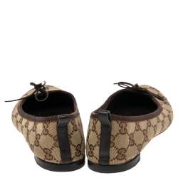 Pre Owned Gucci Beige GG Canvas Ali Ballet Flats Size 38.5