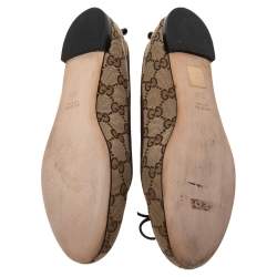 Pre Owned Gucci Beige GG Canvas Ali Ballet Flats Size 38.5