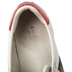 Pre Owned حذاء رياضي غوتشي إيس جلد أبيض مطرز بحلية نحلة بعنق منخفض مقاس 36