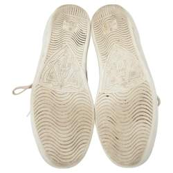 Pre Owned حذاء رياضي غوتشي إيس جلد أبيض مطرز بحلية نحلة بعنق منخفض مقاس 36