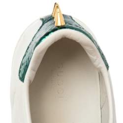 Pre Owned Gucci White Leather  Ace Web Faux Pearl Embellished Low Top Sneakers Size 39