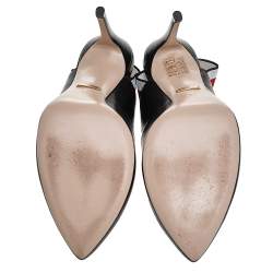 Pre Owned Gucci Black Leather Sylvie Web Detail Slingback Pumps Size 37