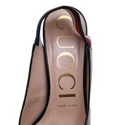 Pre Owned Gucci Black Leather Sylvie Web Detail Slingback Pumps Size 37