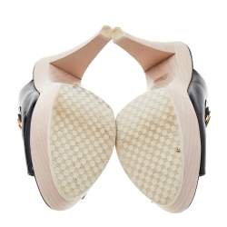 Pre Owned Gucci Black Patent Hysteria Platform Clogs Size 40