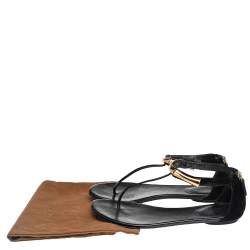 Gucci Black Suede Thong Sandals Size 38