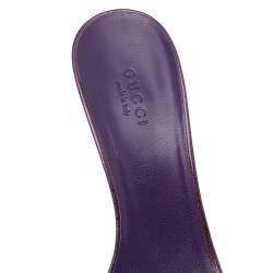 مملوكة مسبقًا Gucci Purple Glitter Patent Leather Open Toe Sandals Size 36