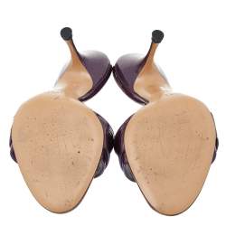 مملوكة مسبقًا Gucci Purple Glitter Patent Leather Open Toe Sandals Size 36