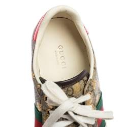مملوكة مسبقًا Gucci Brown/Beige GG Supreme Canvas Ace Bee Lace Up Sneakers Size 36.5