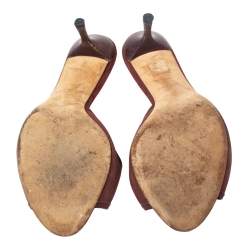 مملوكة مسبقًا Gucci Maroon Nubuck Leather Horsebit Slide Sandals Size 40