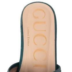 Pre Owned صندل غوتشي هورسبيت جلد أزرق مقاس 37