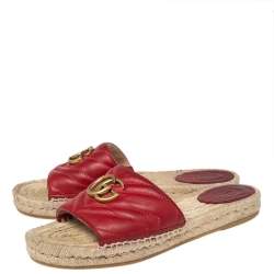 مملوكة مسبقًا صندل سلايد إسبادريل غوتشي جي جي مارمونت بيلار جلد أحمر مقاس 38