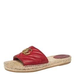 مملوكة مسبقًا صندل سلايد إسبادريل غوتشي جي جي مارمونت بيلار جلد أحمر مقاس 38