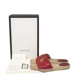 مملوكة مسبقًا صندل سلايد إسبادريل غوتشي جي جي مارمونت بيلار جلد أحمر مقاس 38