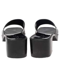 Pre Owned Gucci Black Rubber Logo Platform Slide Sandals Size 38