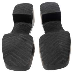 Pre Owned Gucci Black Rubber Logo Platform Slide Sandals Size 38