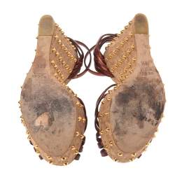 مملوك ة مسبقًا صندل غوتشي نعل روكى فيلين مرصع جلد نحاسى مقاس 36.5