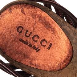 مملوكة مسبقًا صندل غوتشي نعل روكى فيلين مرصع جلد نحاسى مقاس 36.5