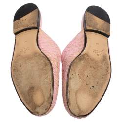 Pre Owned حذاء سلايد غوتشي برينس تاون جلد ودانتيل وردي مقاس 36