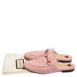 Pre Owned حذاء سلايد غوتشي برينس تاون جلد ودانتيل وردي مقاس 36