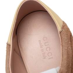 Pre Owned حذاء رياضي غوتشي جلد وسويدي بيج مزين ويب مقاس 40