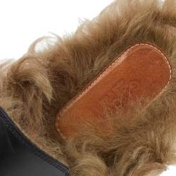 مملوكة مسبقًا Gucci Black Leather And Fur Princetown Mules Size 37.5