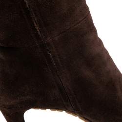 Pre Owned Gucci Brown  Suede Platform Knee High Boots Size 39