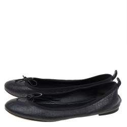 Gucci Black Guccissima Leather Bow Ballet Flats Size 36