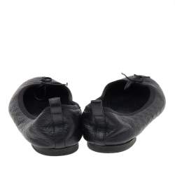 Gucci Black Guccissima Leather Bow Ballet Flats Size 36