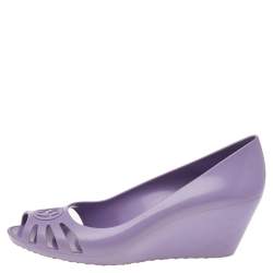 Pre Owned Gucci Purple Jelly Marola Peep Toe Wedges Size 38
