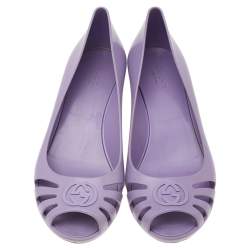 Pre Owned Gucci Purple Jelly Marola Peep Toe Wedges Size 38