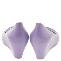 Pre Owned Gucci Purple Jelly Marola Peep Toe Wedges Size 38