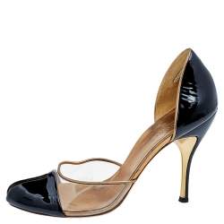 Pre Owned Gucci Black Patent Leather And PVC Pumps Size 38.5