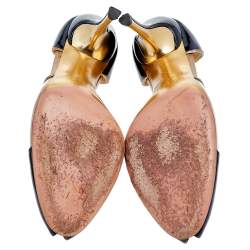 Pre Owned Gucci Black Patent Leather And PVC Pumps Size 38.5