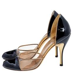 Pre Owned Gucci Black Patent Leather And PVC Pumps Size 38.5