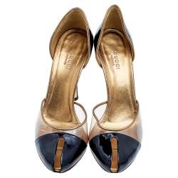 Pre Owned Gucci Black Patent Leather And PVC Pumps Size 38.5