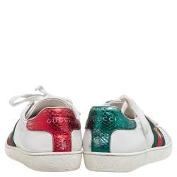 Pre Owned حذاء رياضي غوتشي ايس جلد أبيض مطرز نحلة منخفض من أعلى مق اس 35