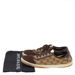 Gucci Brown/Beige GG Canvas And Suede Low Top Sneakers Size 38.5