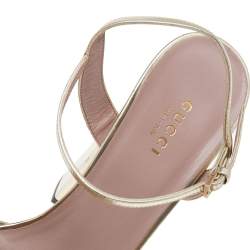 Pre Owned صندل غوتشي نعل سميك مقدمة مفتوحة هورسبيت كلاودي جلد ذهبي مقاس 38.5