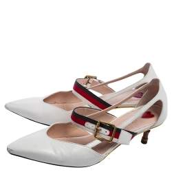 Gucci White Leather Unia Pumps Size 37
