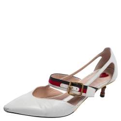 Gucci White Leather Unia Pumps Size 37