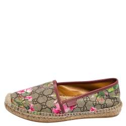 Pre Owned Gucci Multicolor GG Floral Print Supreme Canvas Espadrille Flats Size 38.5
