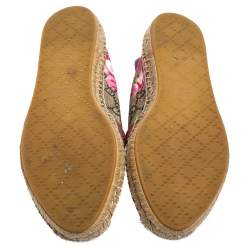 Pre Owned Gucci Multicolor GG Floral Print Supreme Canvas Espadrille Flats Size 38.5