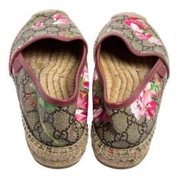 Pre Owned Gucci Multicolor GG Floral Print Supreme Canvas Espadrille Flats Size 38.5