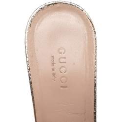 مملوكة مسبقًا Gucci Metallic Gold Leather Marmont Fringe Detail Open Toe Sandals Size 39
