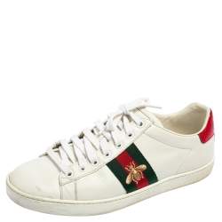 Matematisk have foredrag Gucci White Leather Ace Bee Lace Up Sneakers Size 37.5 Gucci | TLC