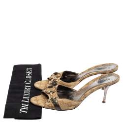 Gucci Beige GG Canvas Horsebit Slide Sandals Size 38.5