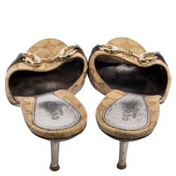 Gucci Beige GG Canvas Horsebit Slide Sandals Size 38.5