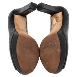 Pre Owned Gucci Black Guccissima Leather Peep Toe Pumps Size 36